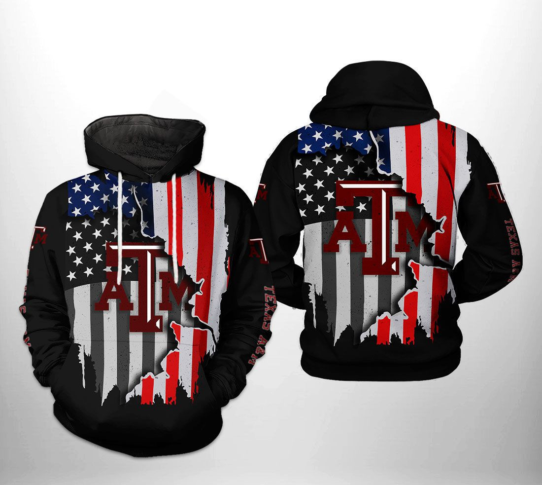 Texas AM Aggies NCAA US Flag Hoodie  Zip Hoodie Version 391