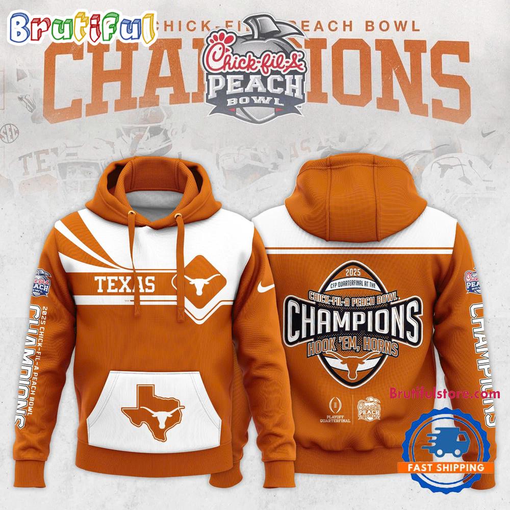Texas Longhorns 2025 Chick-fil-A Peach Bowl Champions New Hoodie