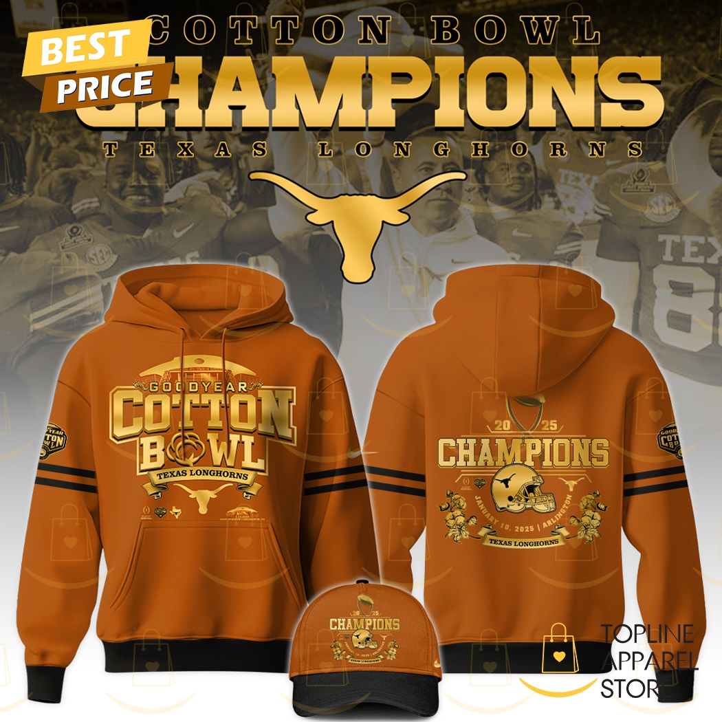 Texas Longhorns Cotton Bowl Champions 2025 Goodyear Hoodie - Orange