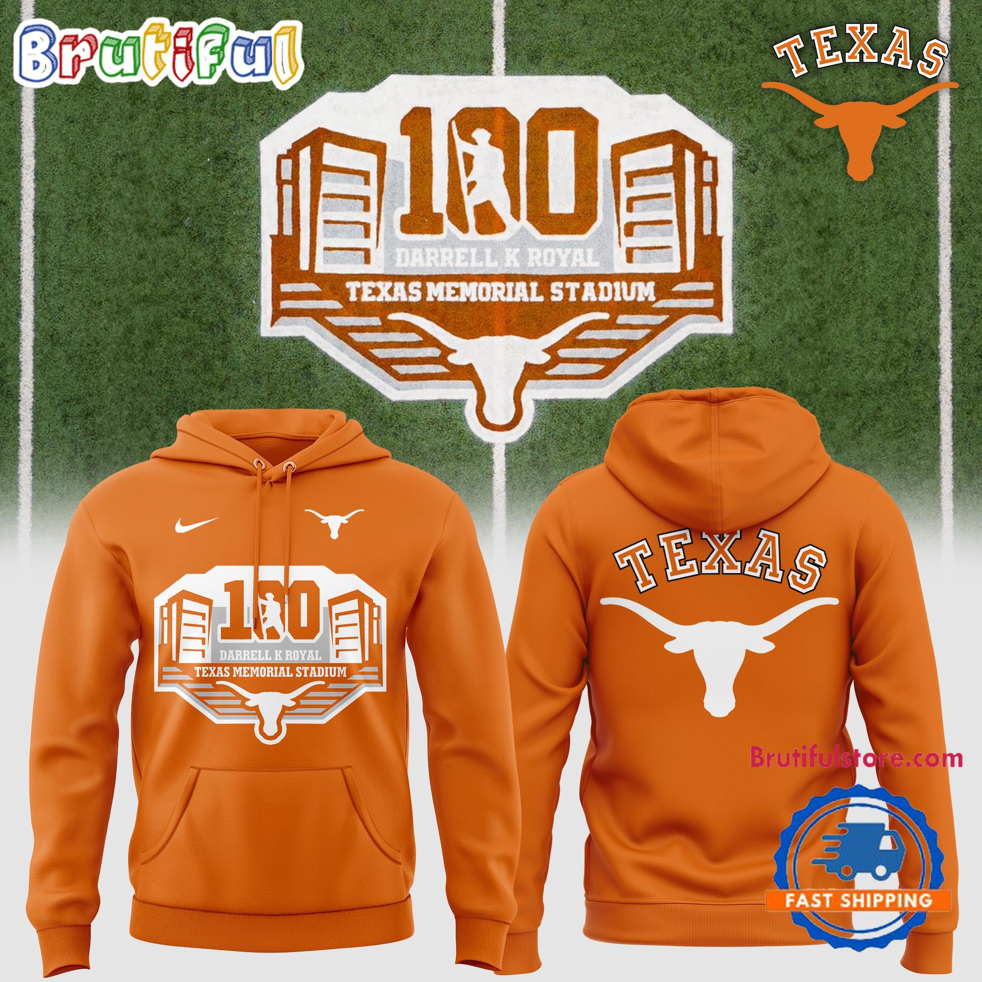 Texas Longhorns Football Celebrating 100 years of Darrell K Royal-Texas Memorial Stadium Hoodie