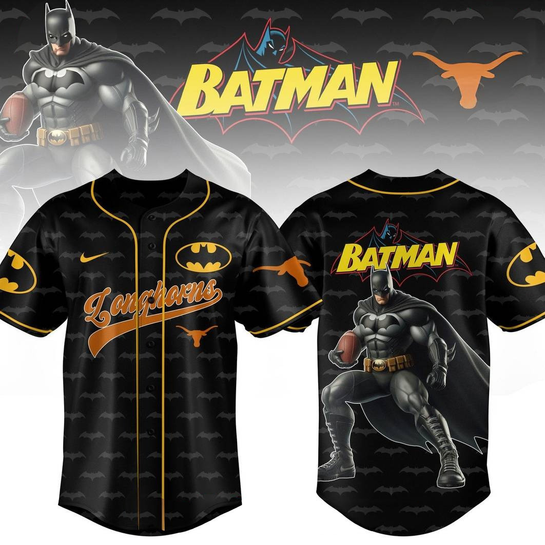 Texas Longhorns x Batman Special Baseball Jersey Gifts For Baseball Lovers
