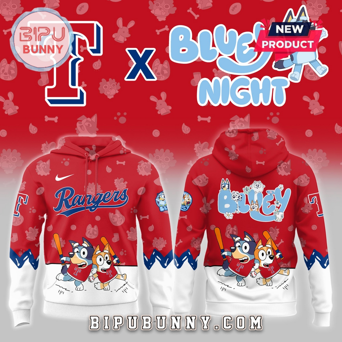 Texas Rangers 2025 Bluey Night Hoodie