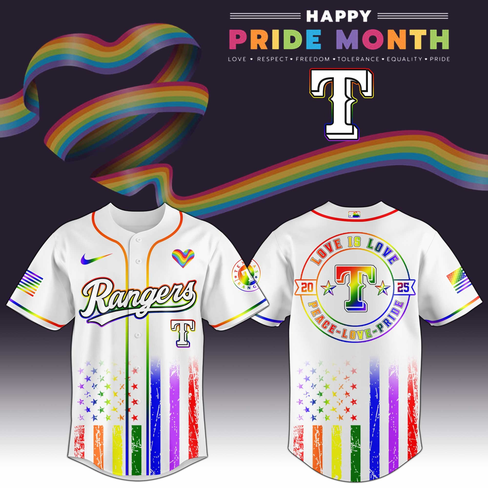 Texas Rangers MLB x Happy Pride Month  Edition Jersey 2025 Perfect LGBT Merch
