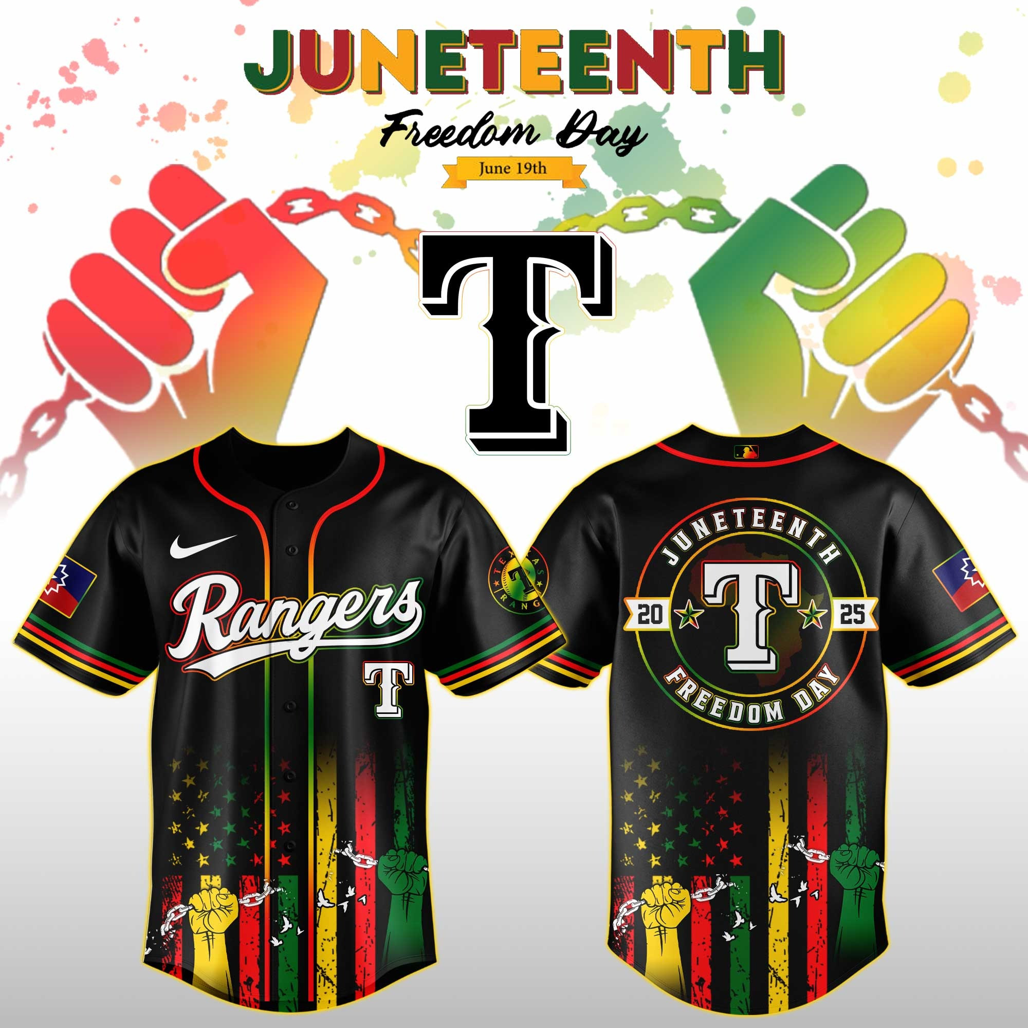 Texas Rangers MLB X Juneteenth Day Jersey Edition Jersey 2025 Proud Sport Merch