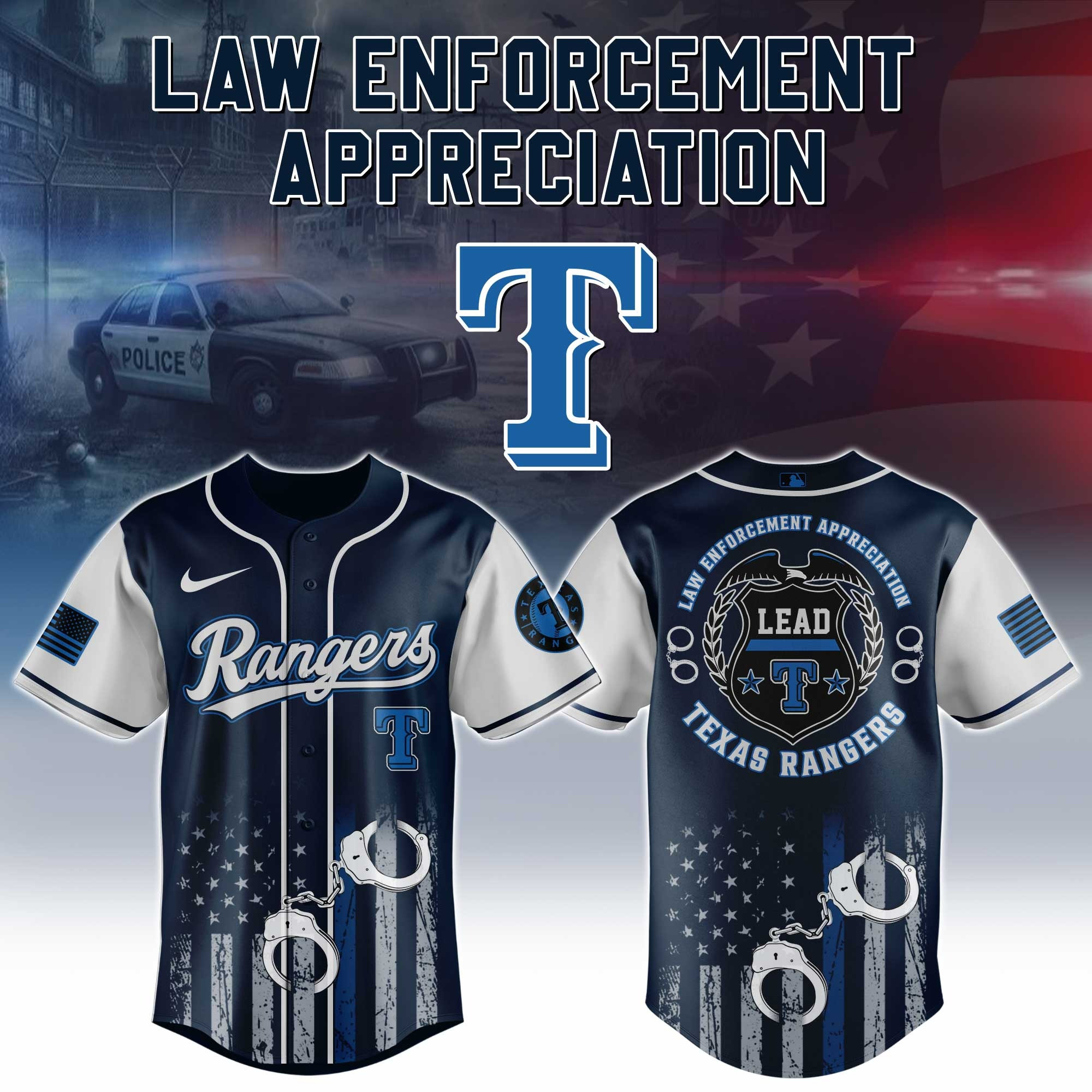 Texas Rangers MLB x Law Enforcement Appreciation Day Jersey Baseball Player Gift Ideas