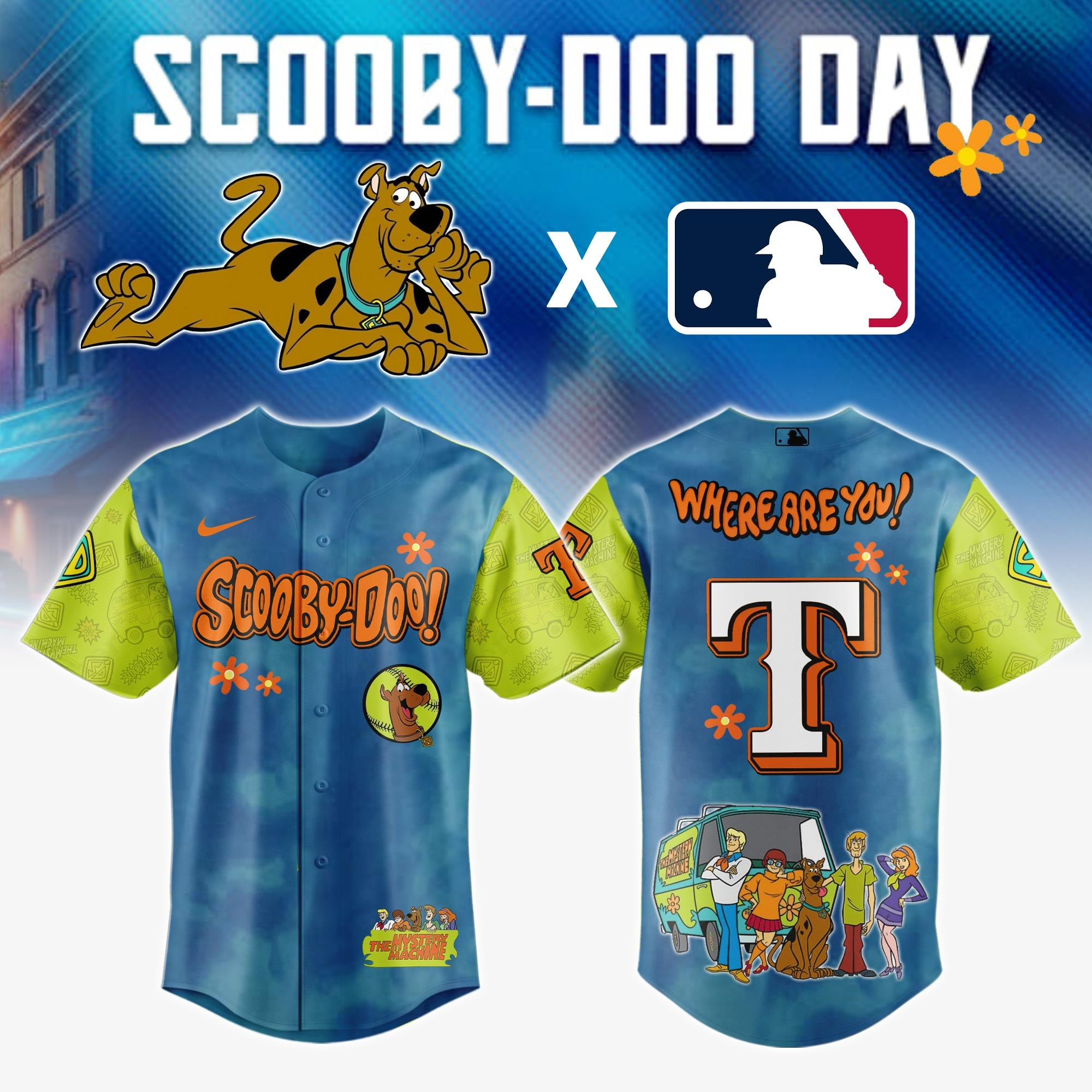 Texas Rangers MLB x Scooby Doo Jersey Presents For Baseball Fans