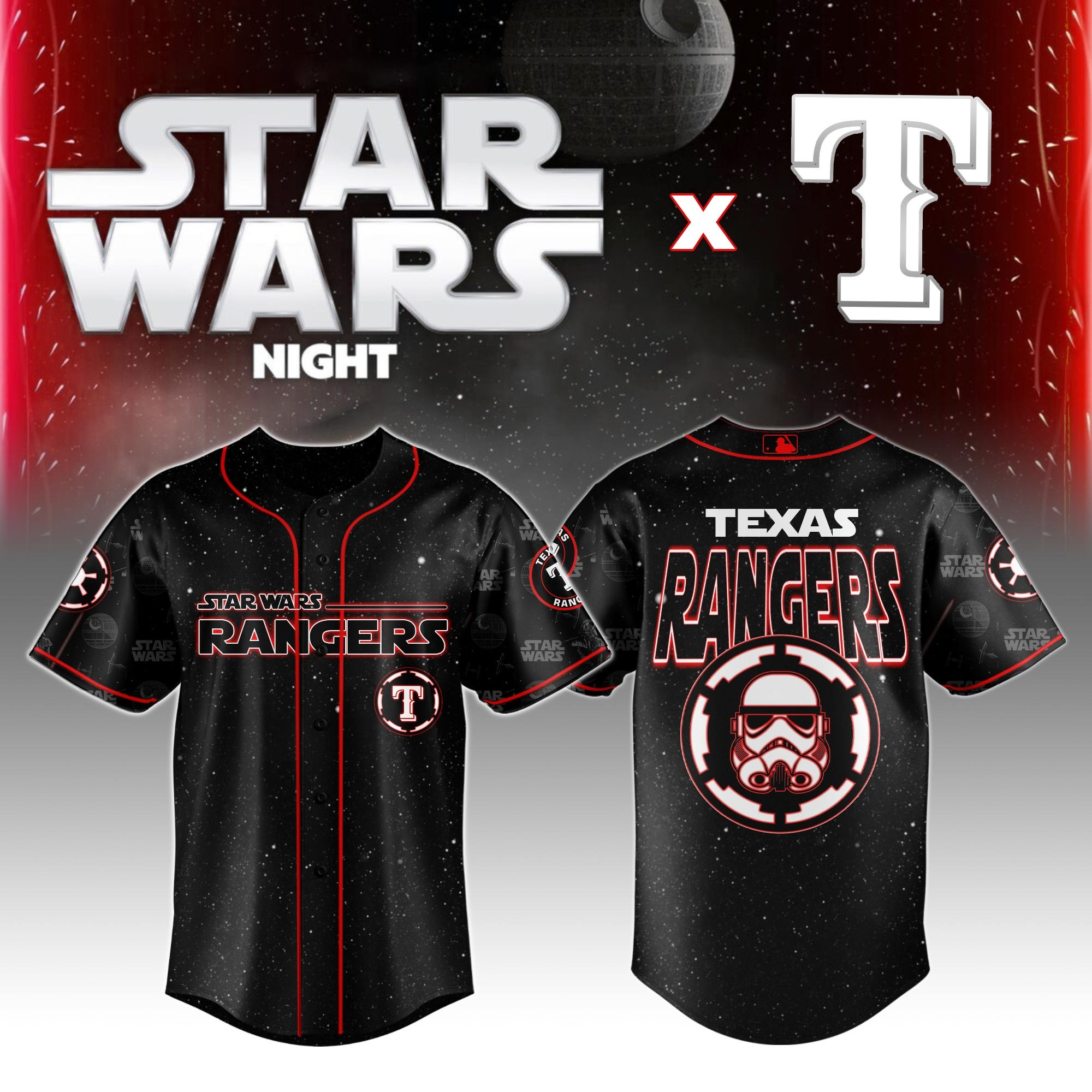 Texas Rangers MLB x Star Wars Night Special Jersey Presents For Baseball Lovers