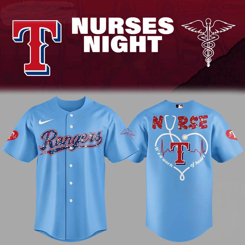Texas Rangers NURSES NIGHT 2025 3D Print Jersey Shirt Gift Ideas For Baseball Fans