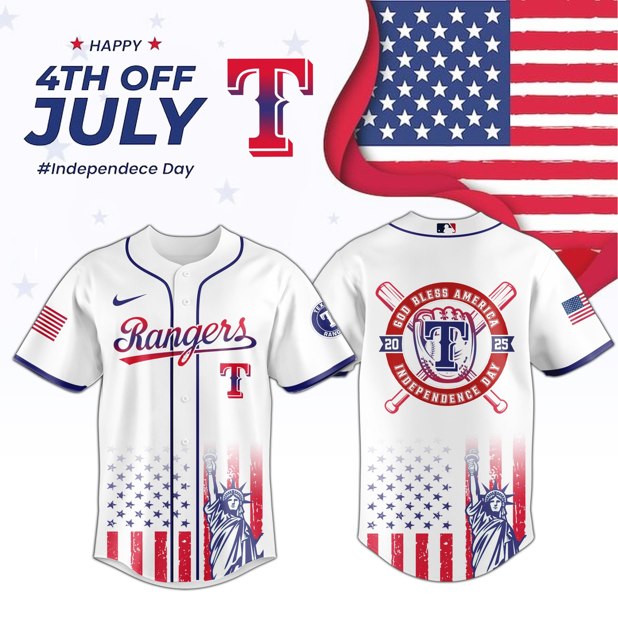 Texas Rangers Special Independence Day  Edition Jersey Cool Gifts For Baseball Lovers