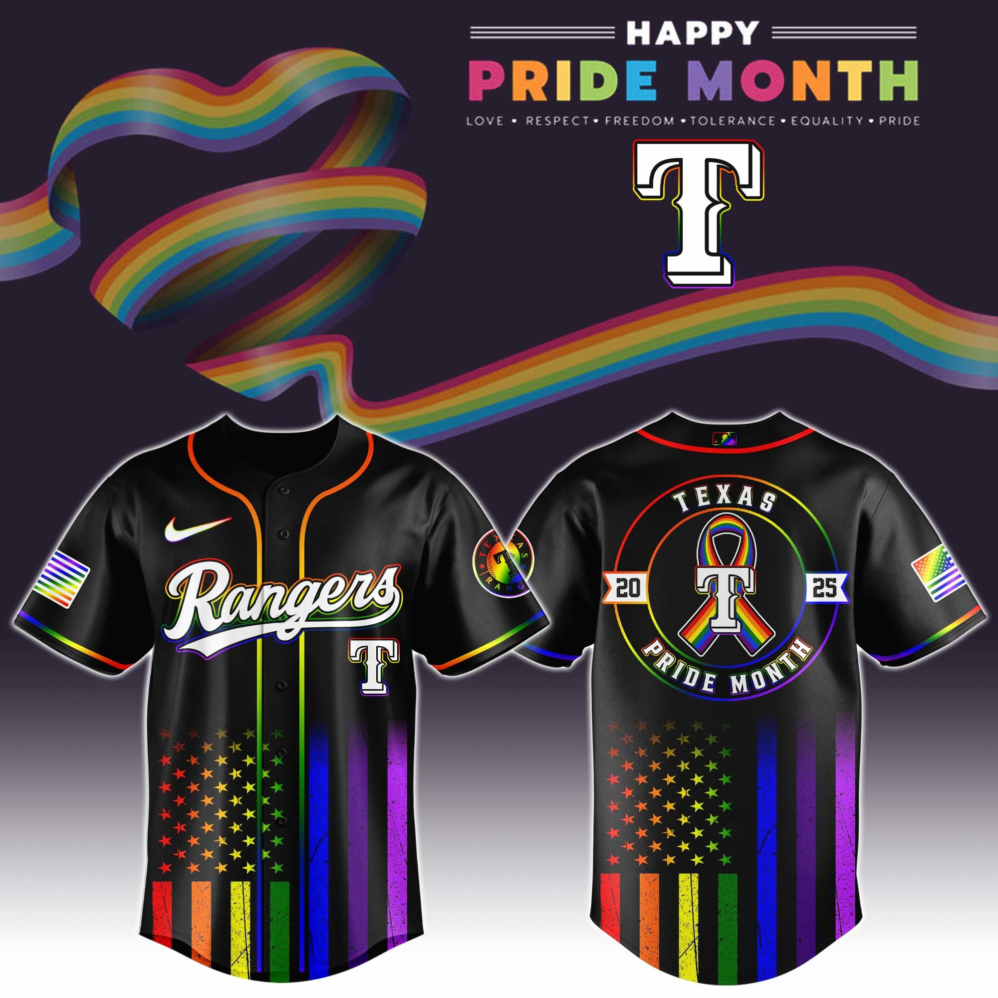 Texas Rangers Special Pride Month Jersey Gifts For Baseball Fans