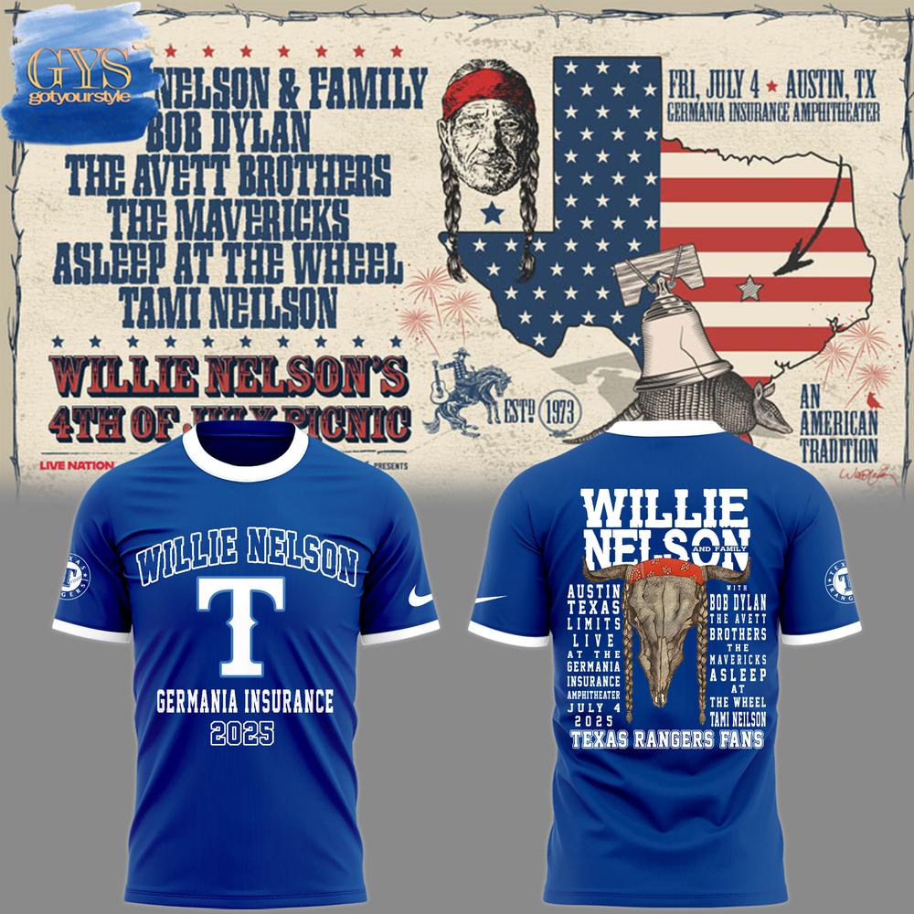 Texas Rangers Willie Nelson Germania Insurance T-Shirt Gift For Sport Music Fans