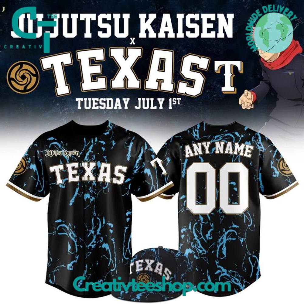 Texas Rangers x 2025 Jujutsu Kaisen Night Personalized Baseball Jersey