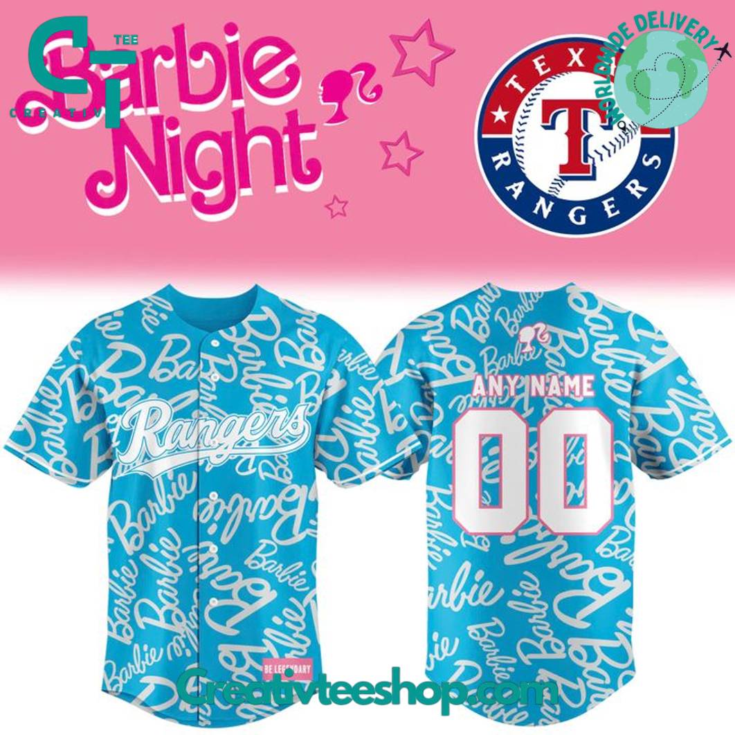 Texas Rangers x Barbie Night Game Special Blue Baseball Jersey