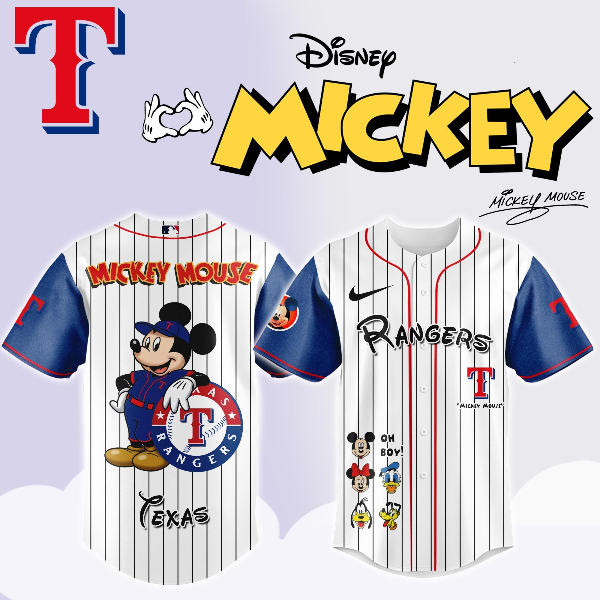 Texas Rangers x Mickey Mouse Game Night Special Edition Jersey Best Gifts For Baseball Fans