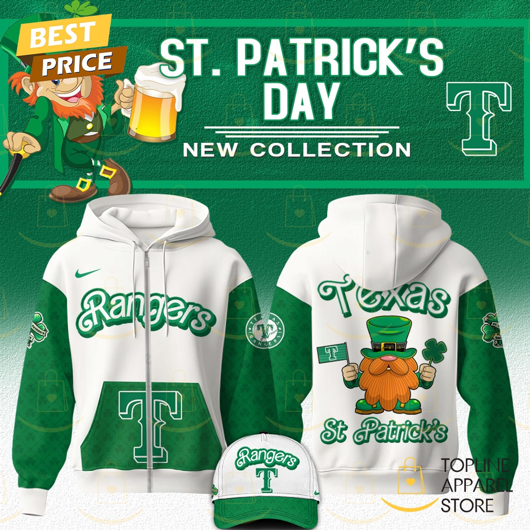 Texas Rangers x St Patricks Day 2025 Zip Hoodie