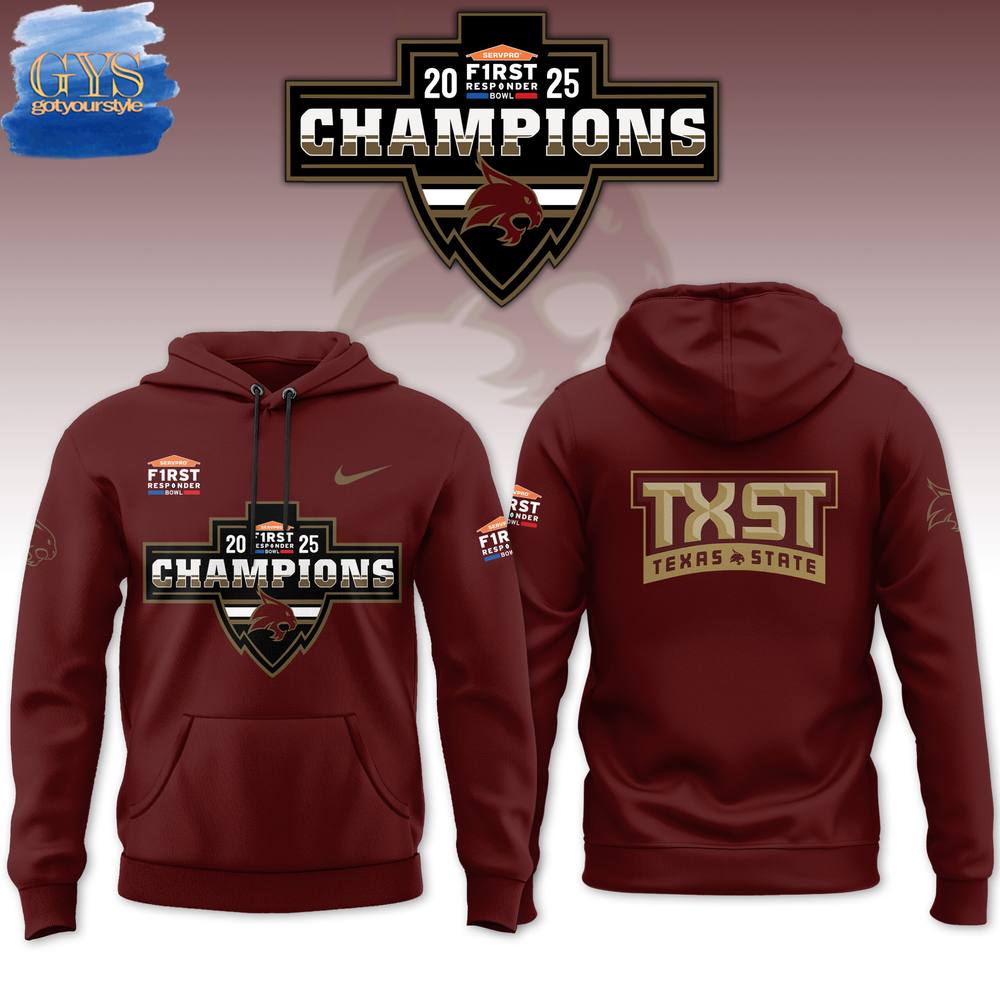 Texas State Bobcats First Responder Bowl Champions Hoodie