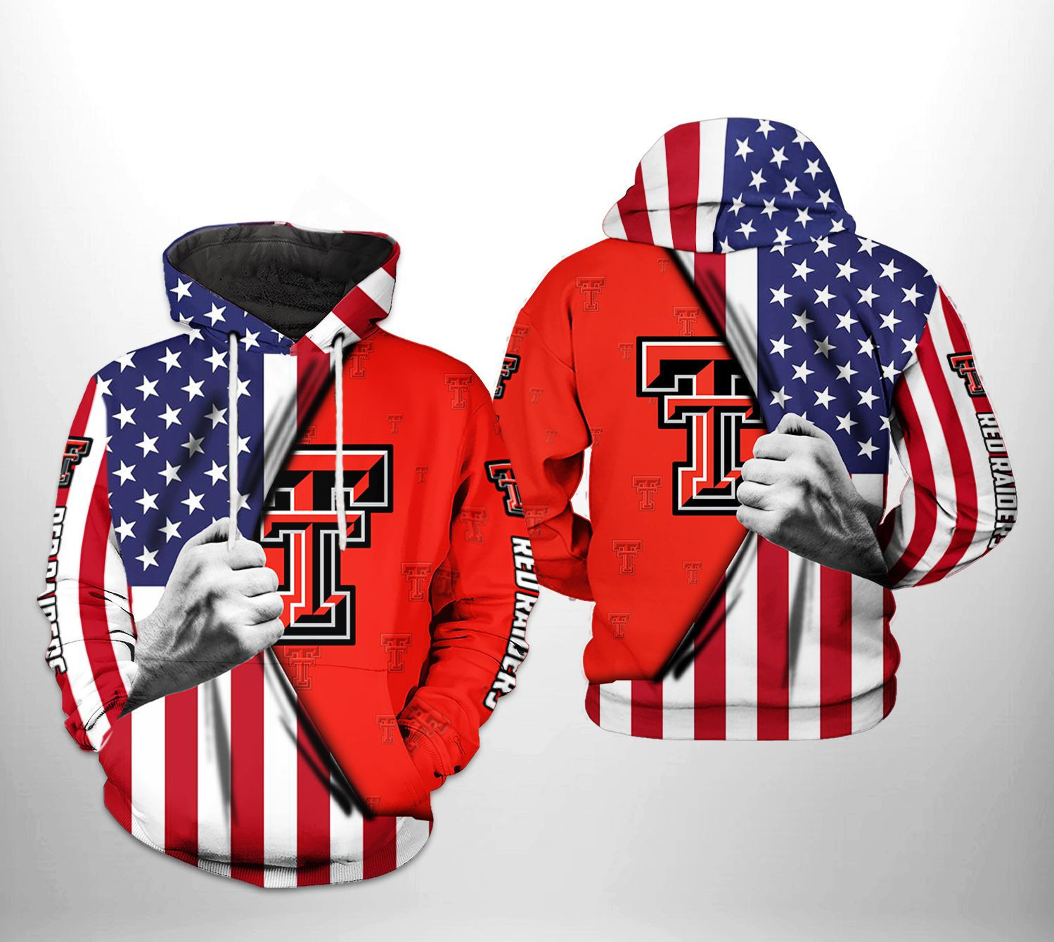 Texas Tech Red Raiders NCAA US Flag Hoodie  Zip Hoodie Version 1826