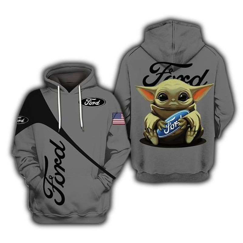 The Mandalorian Baby Yoda Holding Ford Hoodie  Zip Hoodie