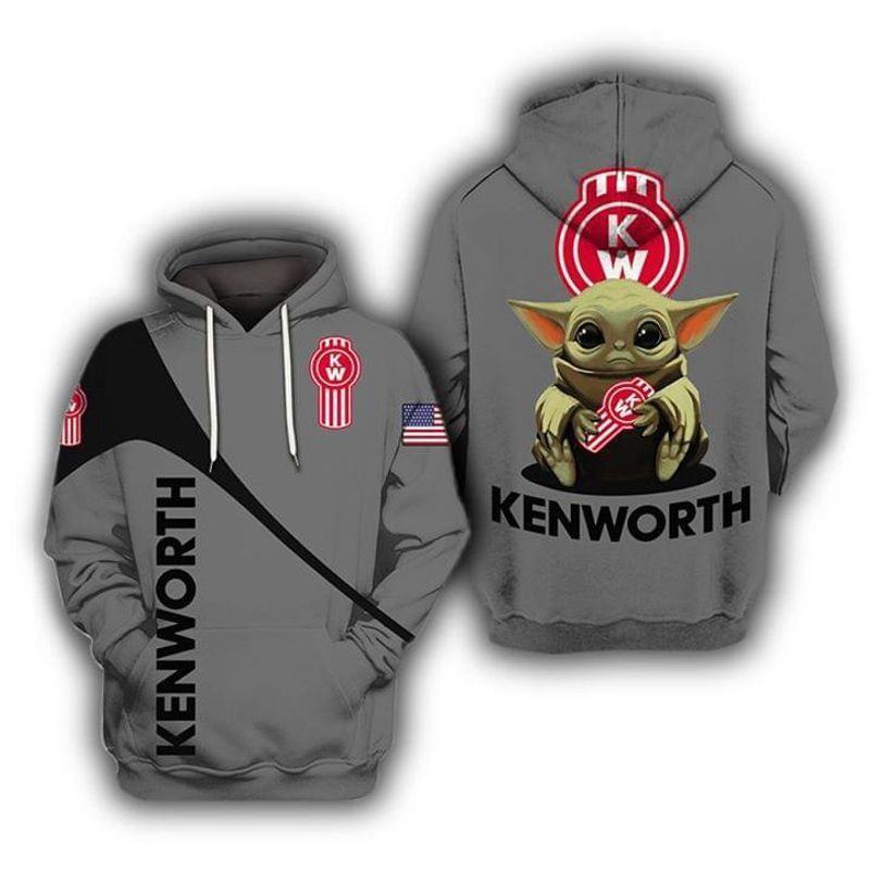 The Mandalorian Baby Yoda Holding Kenworth Hoodie  Zip Hoodie