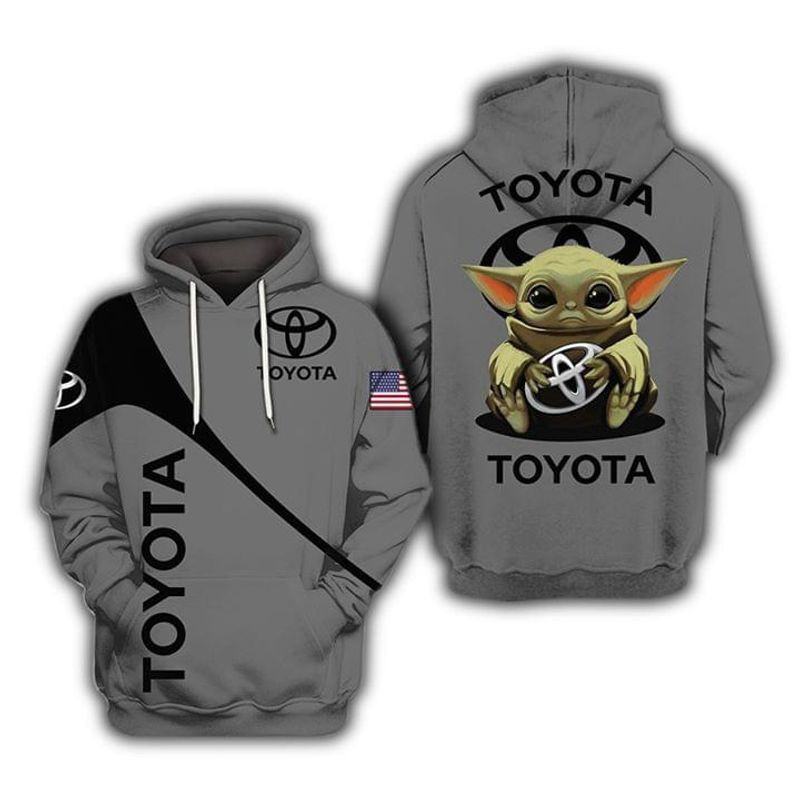 The Mandalorian Baby Yoda Holding Toyota Hoodie  Zip Hoodie