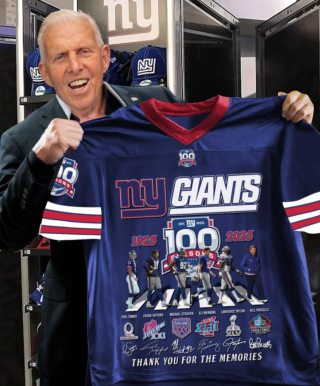The NY Giants 100Th Anniversary 1925-2025 Jersey Thank You For The Memories Fan Gift Ideas