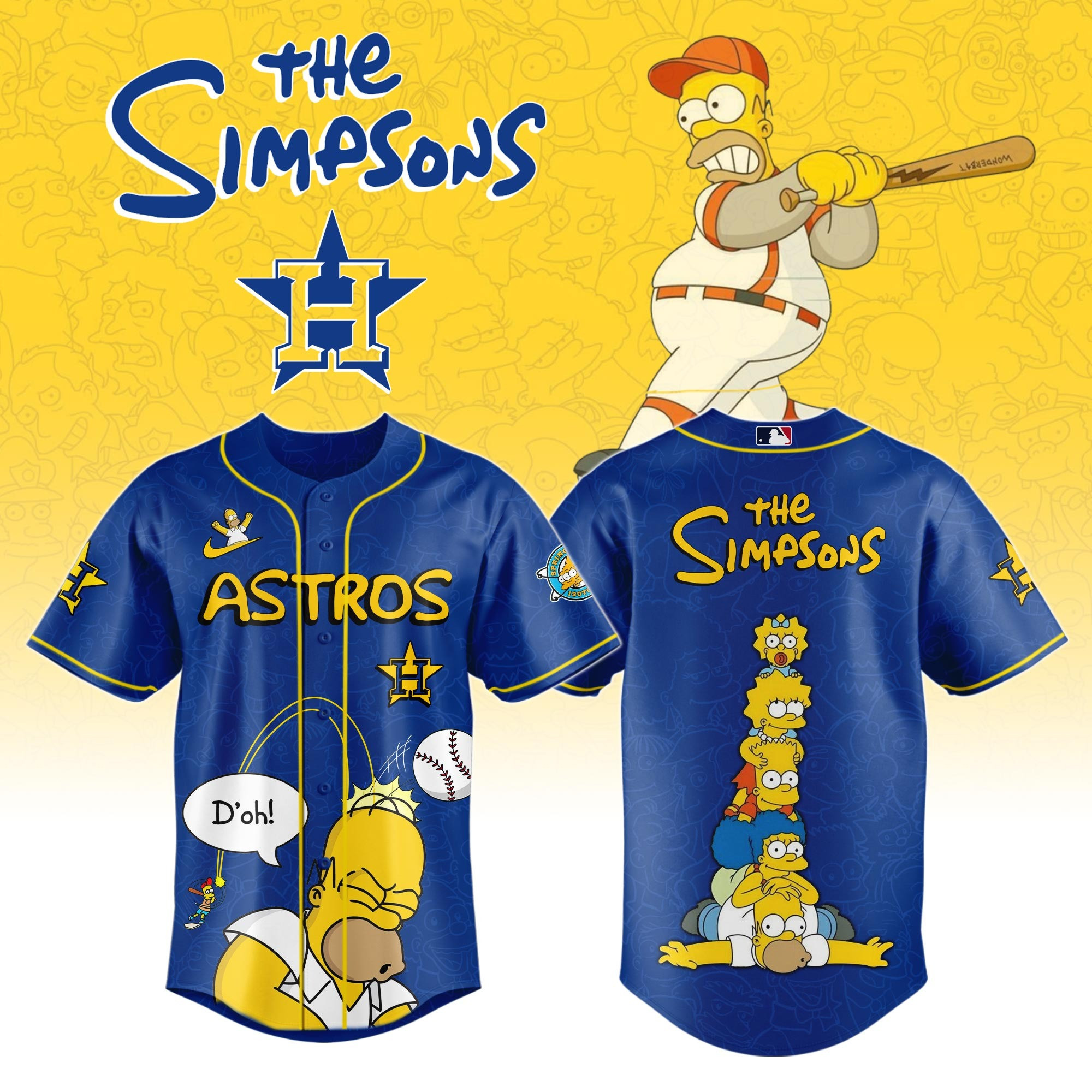 The Simpsons x Houston Astros  Edition Jersey Best Gifts For Baseball Fans