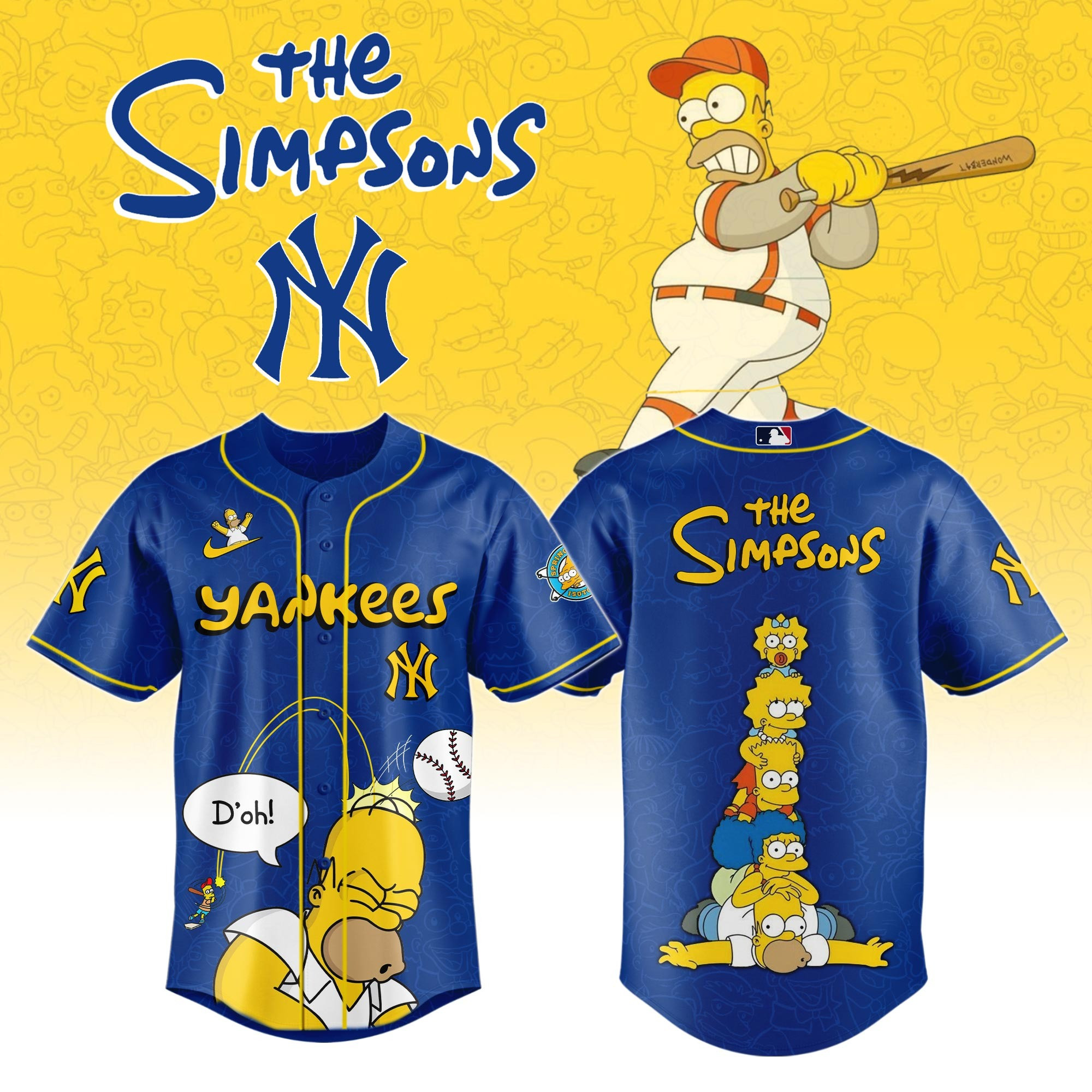 The Simpsons x New York Yankees  Edition Jersey Baseball Player Gift Ideas