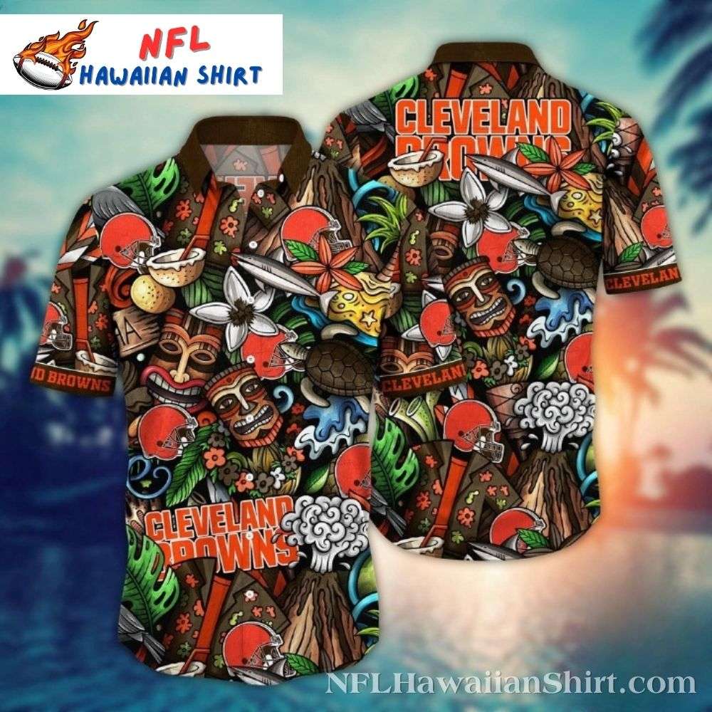 Tiki Time Cleveland Browns Hawaiian Shirt Gift For Sport Music Fans