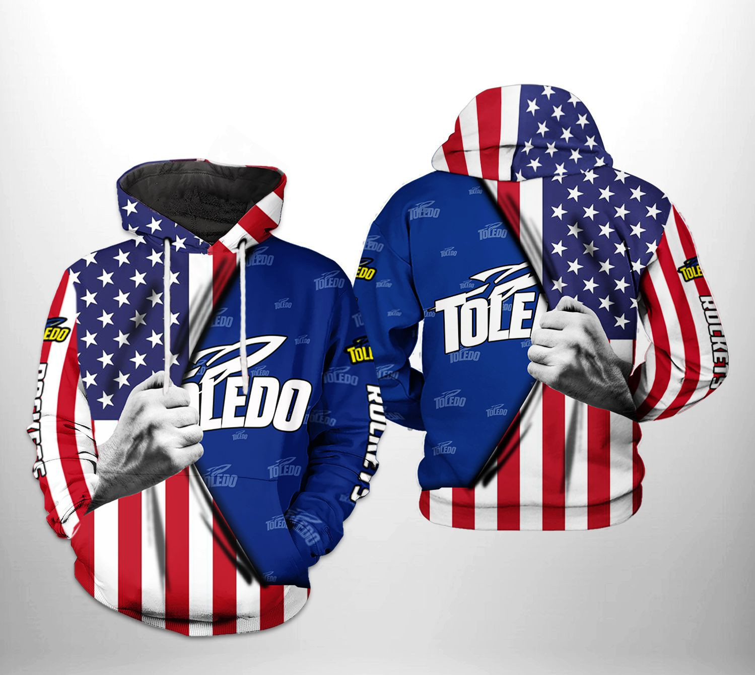 Toledo Rockets NCAA US Flag Hoodie  Zip Hoodie