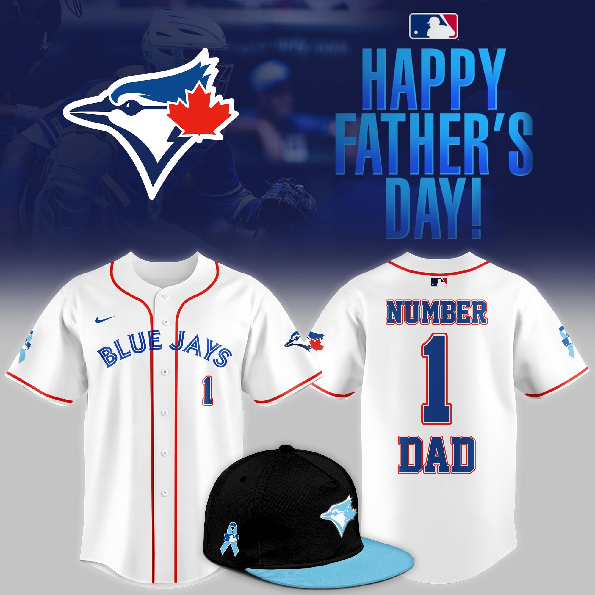 Toronto Blue Jays 2025 Fathers Day #1 Dad Jersey Baseball Gifts Ideas