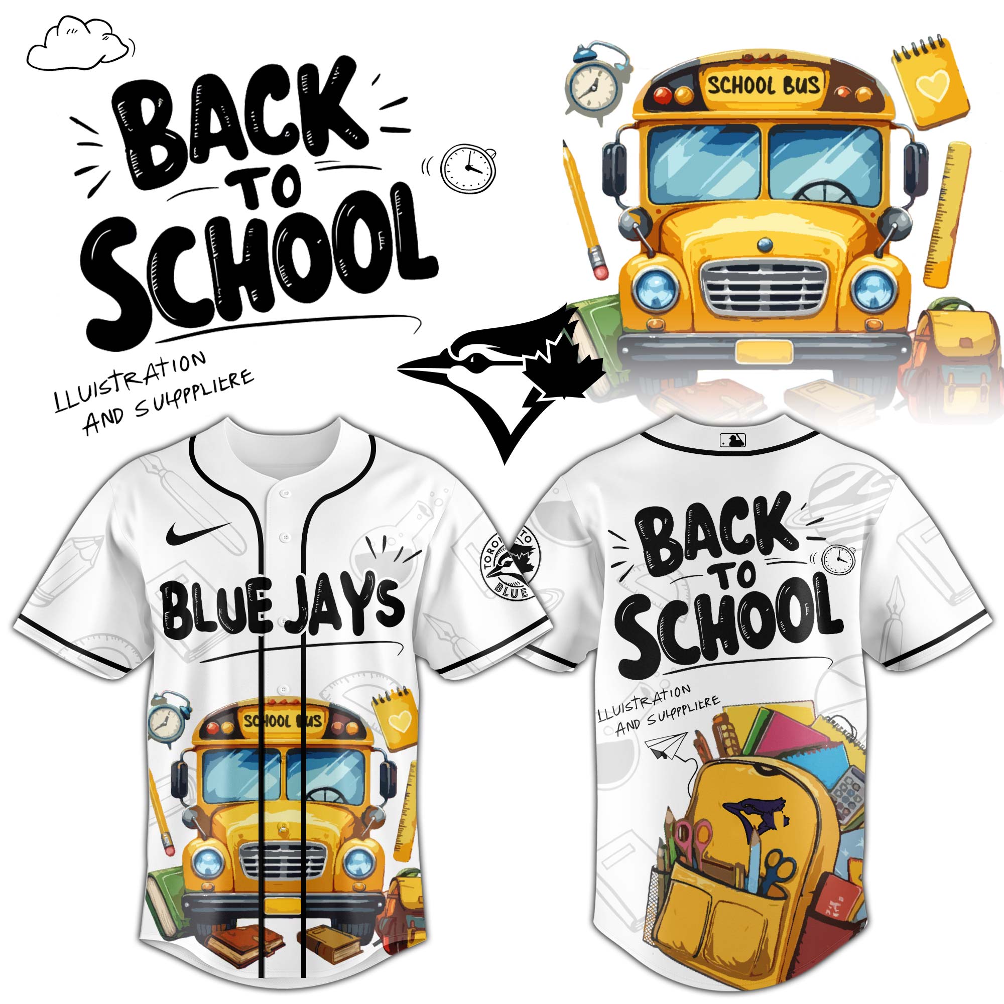 Toronto Blue Jays MLB x Back To School Personalized Baseball Jersey For Fans