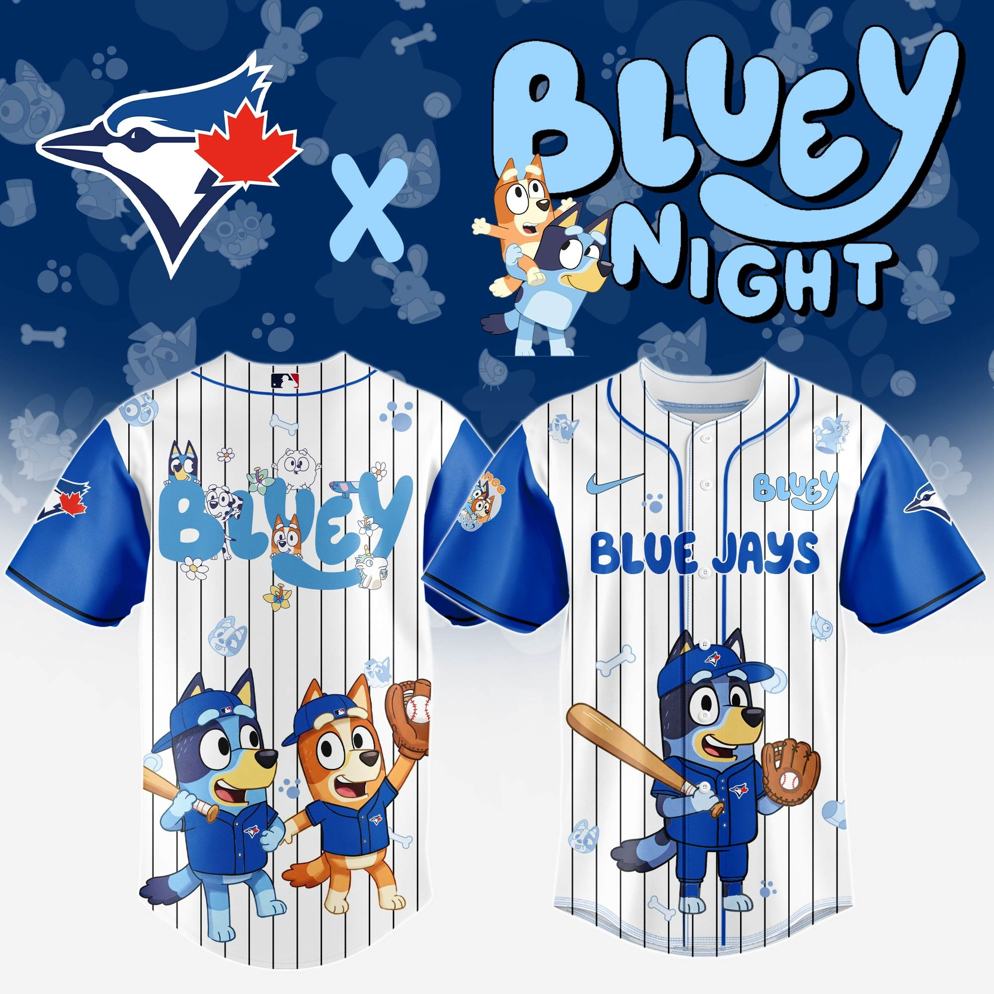 Toronto Blue Jays MLB x Bluey Bingo Jersey MLB Baseball Fan Cute Gifts For Bluey Loves