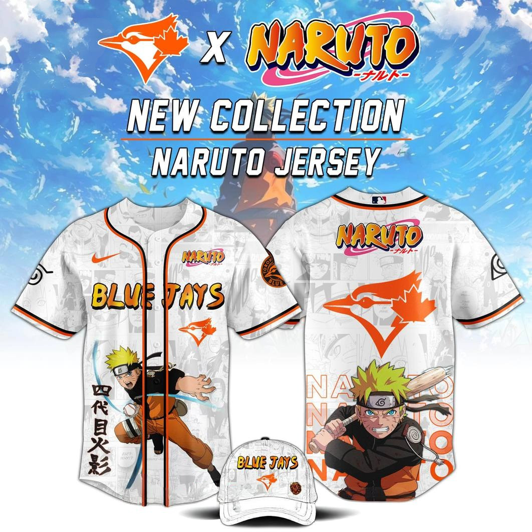 Toronto Blue Jays MLB x Naruto  Edition Baseball Jersey Best Gifts For Baseball Fans