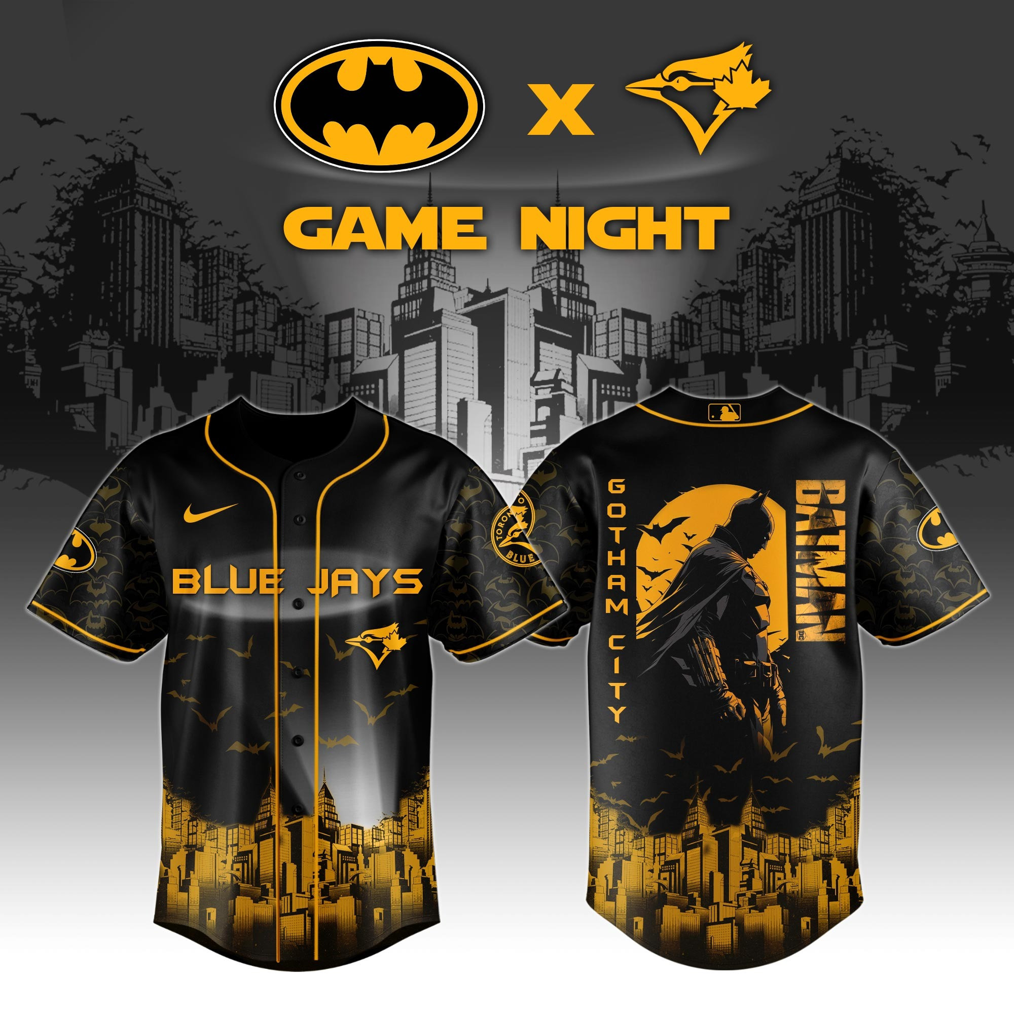 Toronto Blue Jays x DC Batman Game Night Jersey MLB Merch Gifts For Baseball Lovers Fans