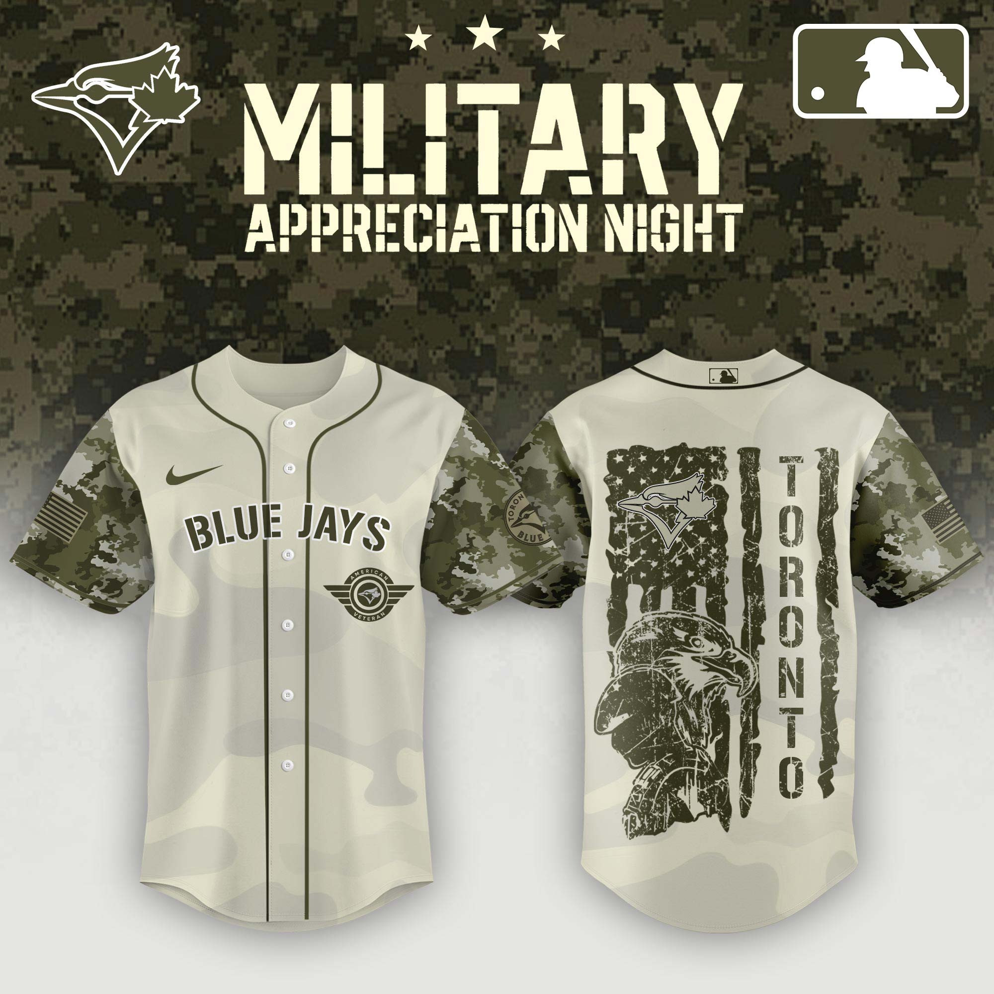 Toronto Blue Jays x MLB 2025 Armed Forces Day Night Jersey Best Gift For A Basketball Fan