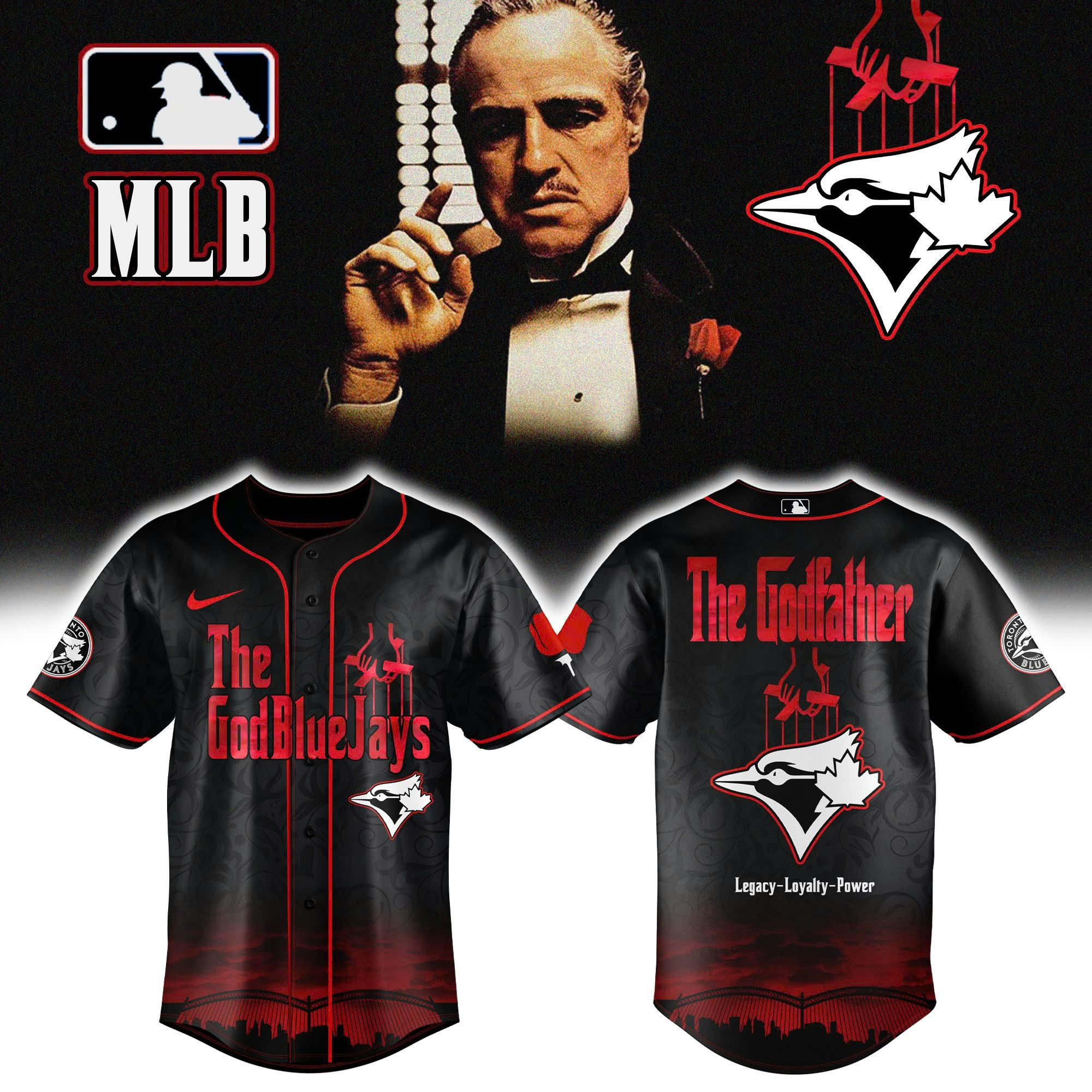 Toronto Blue Jays x The Godfather Baseball Jersey Gift Ideas For Baseball Fans