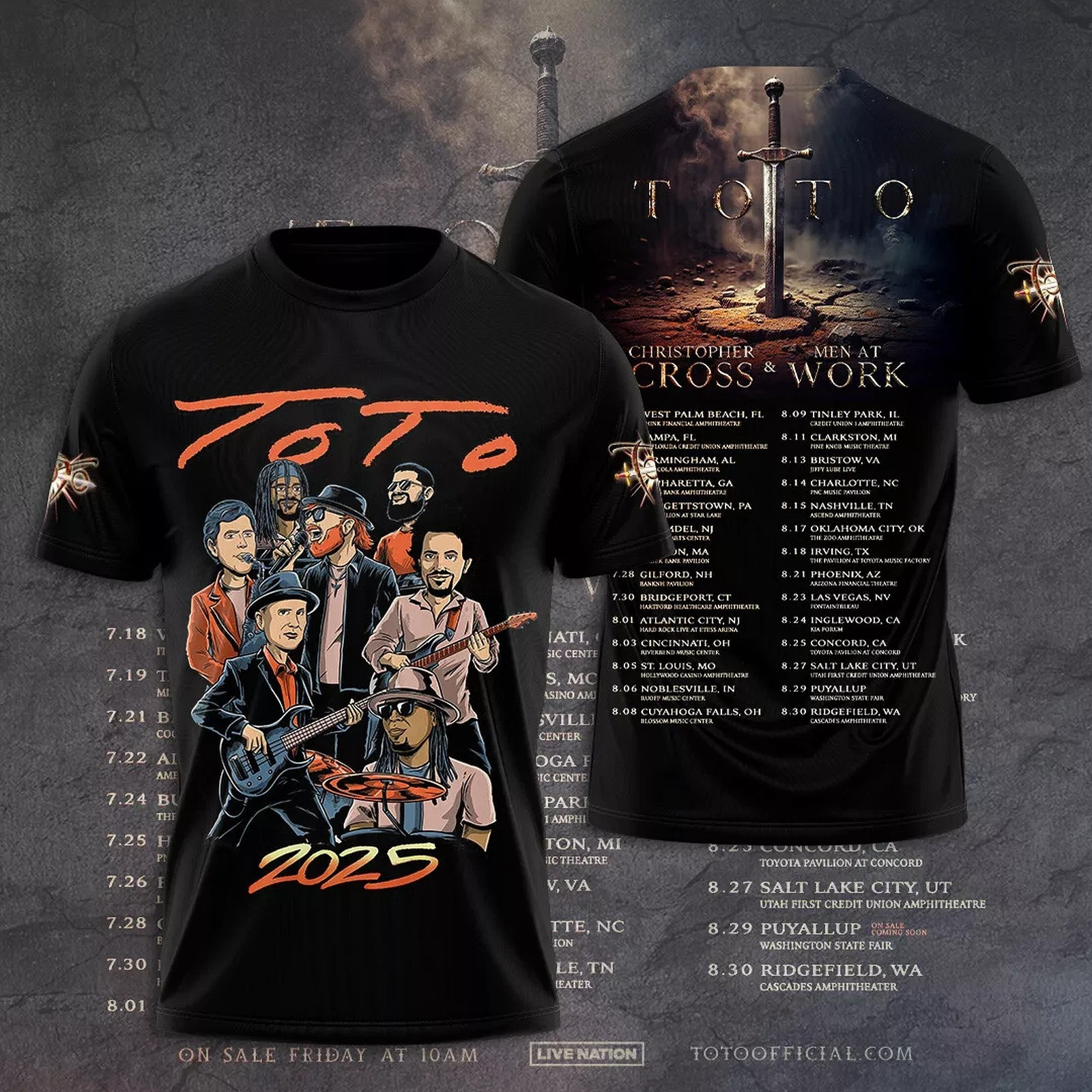 Toto World Tour 2025 List Dates 3D T-Shirt Gifts For Music Fans