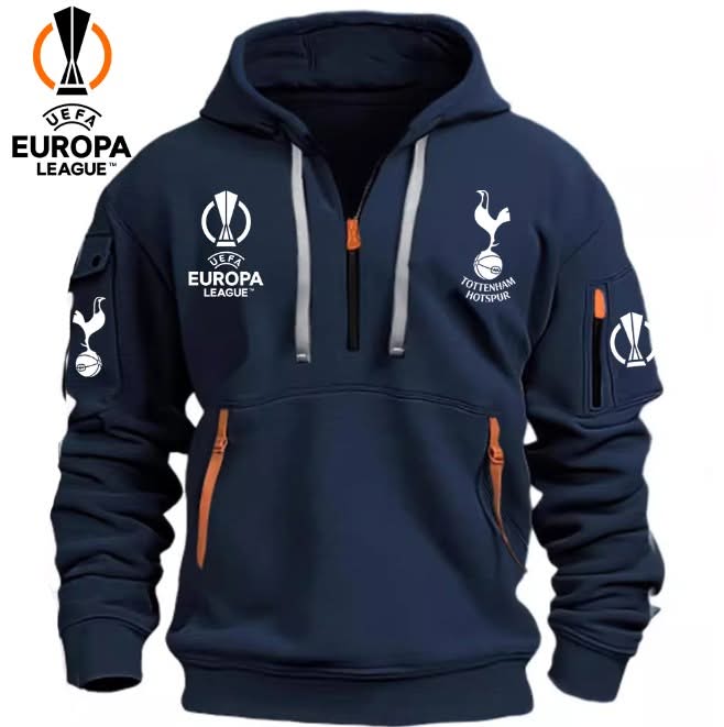 Tottenham Hotspur Europa League 2025 Quarter Zip Hoodie Tottenham Merch Best Gift For Football Lovers