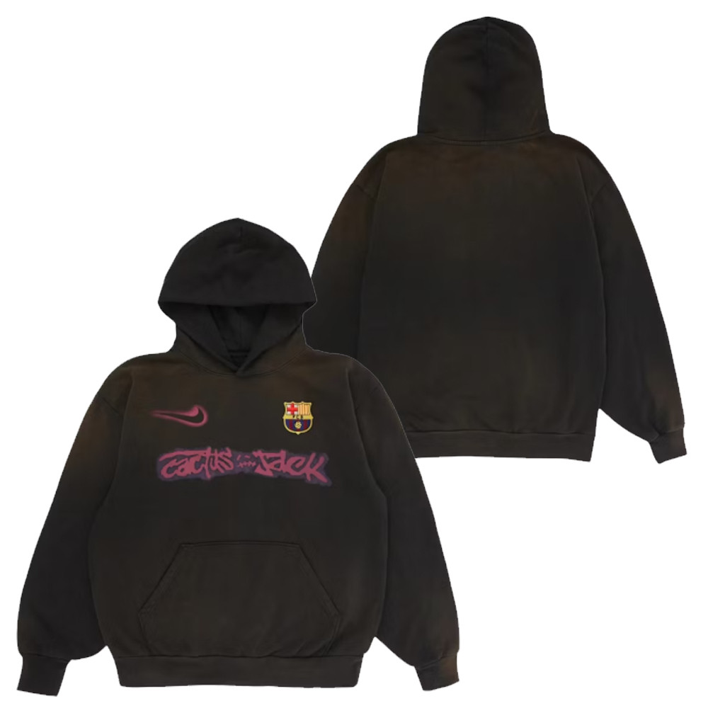 Travis Scott x x FC Barcelona Spray Logo Hoodie Cactus Jack Merch Fan Gifts