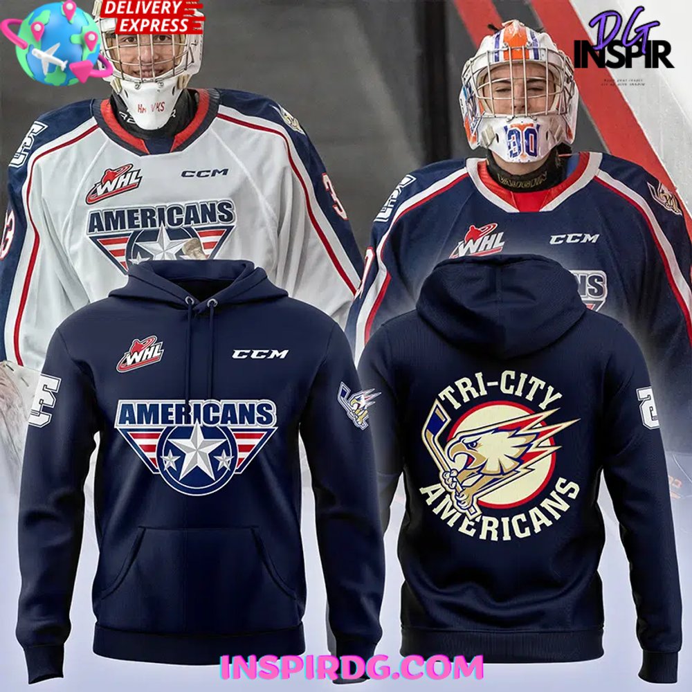 Tri-City Americans Hockey 2025 Navy Hoodie Gift For Sport Music Fans