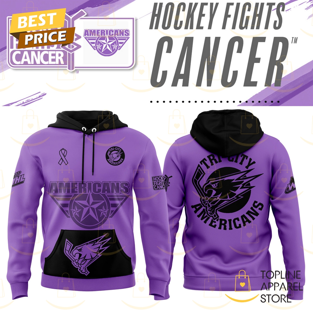 Tri-City Americans Hockey Fight Cancer 2024-2025 Hoodie - Purple