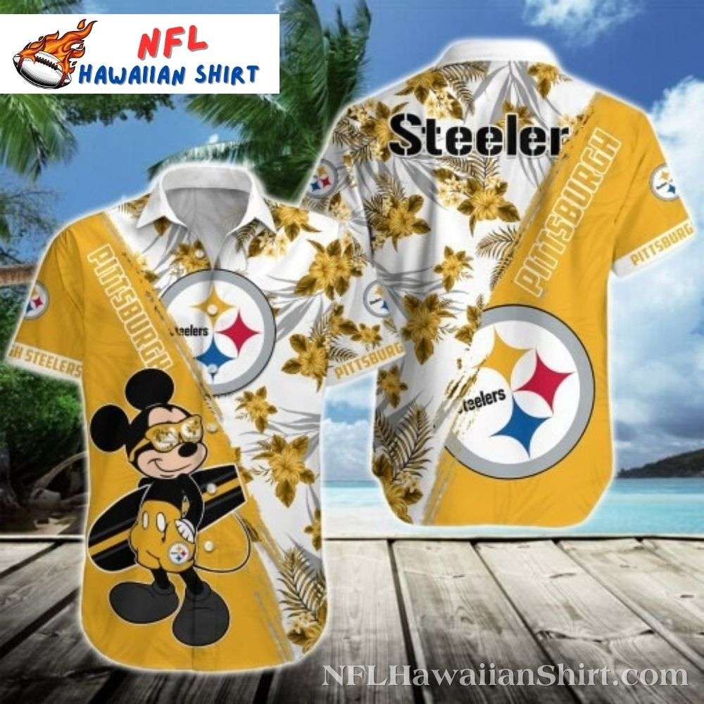 Tropical Mickey Fanfare - Pittsburgh Steelers Aloha Shirt Gift For Sport Music Fans