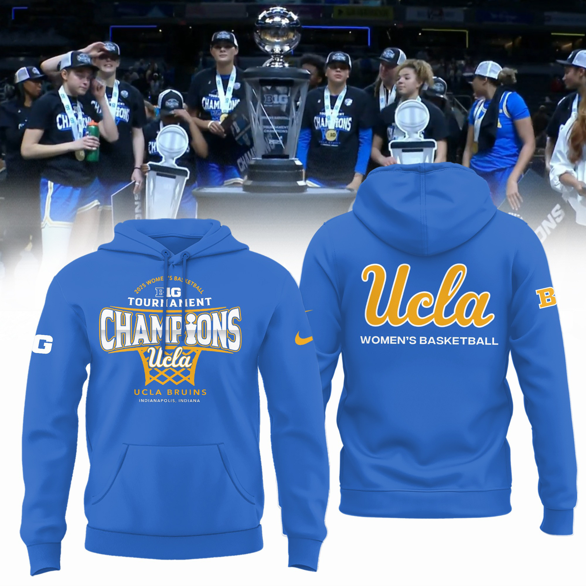 UCLA Bruins 2025 Big Ten Womens Basketball Champions Hoodie Merch Best Gifts For Fans
