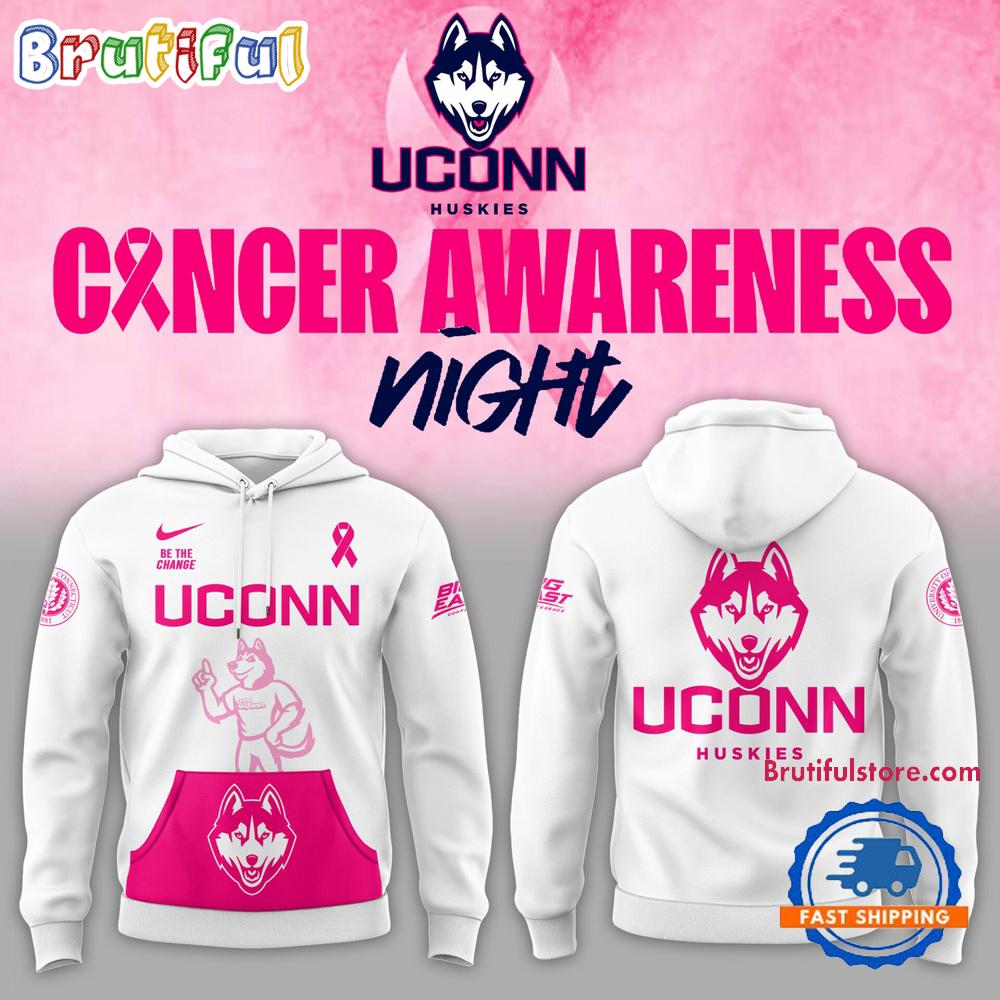 Uconn Huskies Basketball x Fight Night Cancer Limited Edition 2025 White Hoodie
