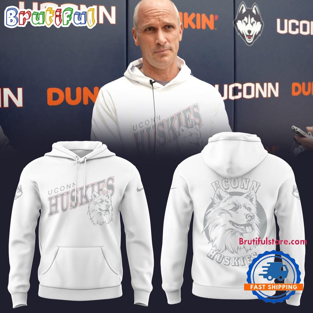 UConn Huskies Mens Basketball Limited Edition 2025 White Hoodie