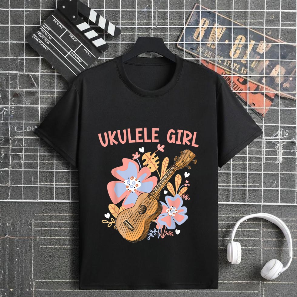 Ukulele Girl Flowers T-Shirt