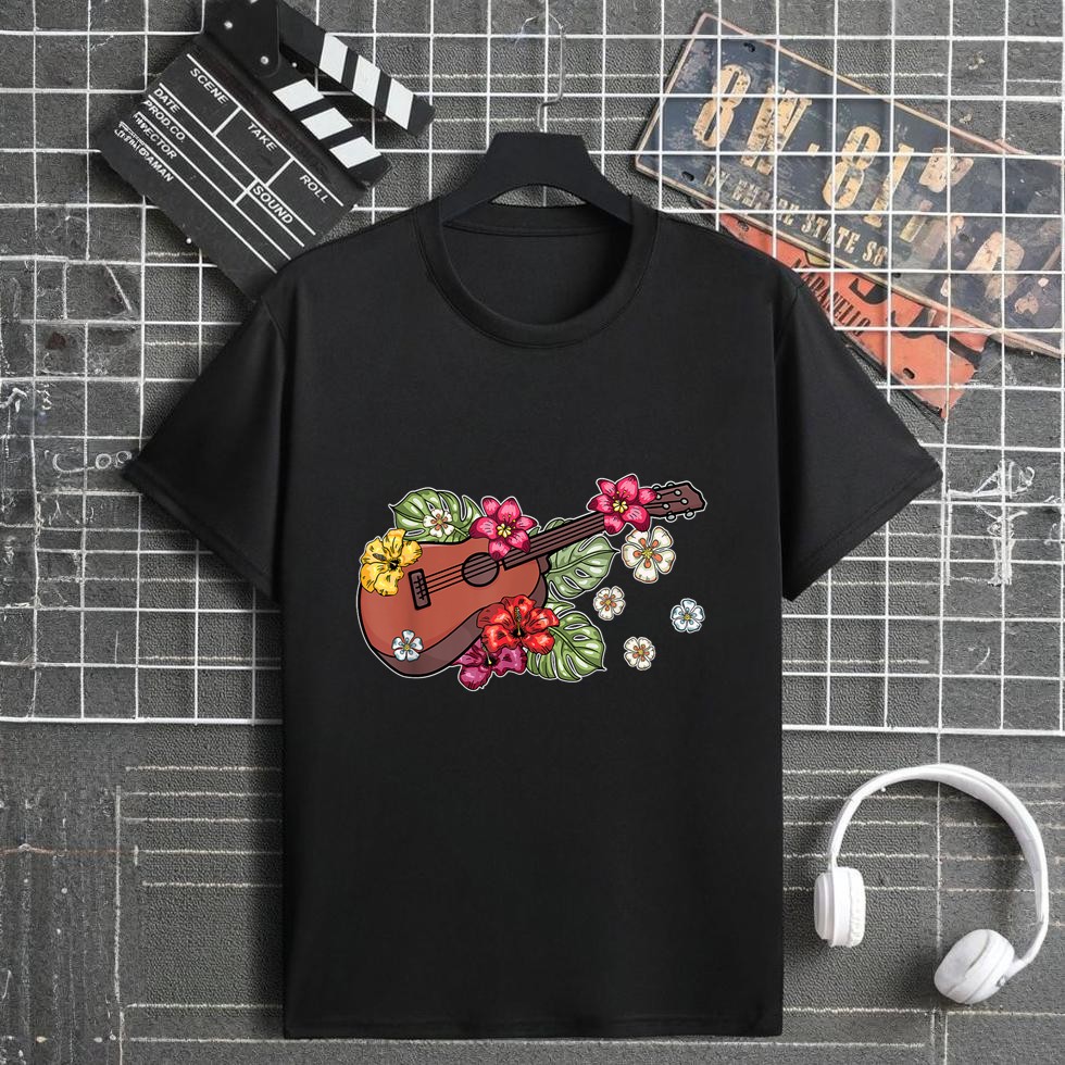 Ukulele Guitar Hawaii Music Flower Nature T-Shirt