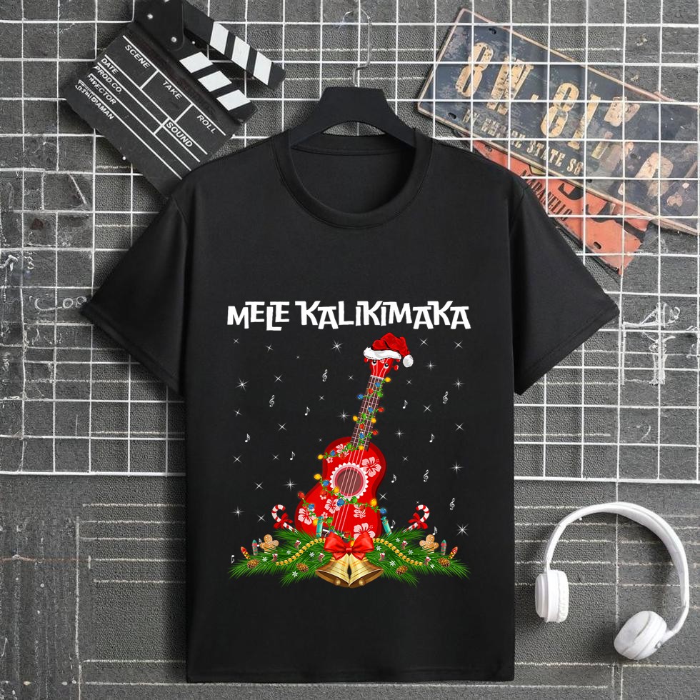 Ukulele Hawaiian Mele Kalikimaka Ukulele Guitar Christmas T-Shirt