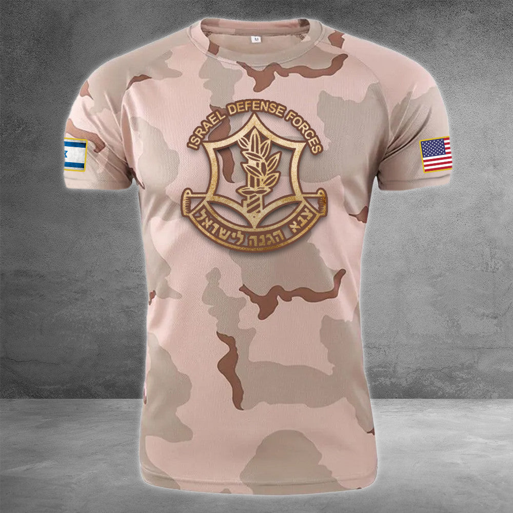 USA I Stand With Israel Camo Shirt IDF T-Shirt Support Israeli Tees Pro Israel Merchandise