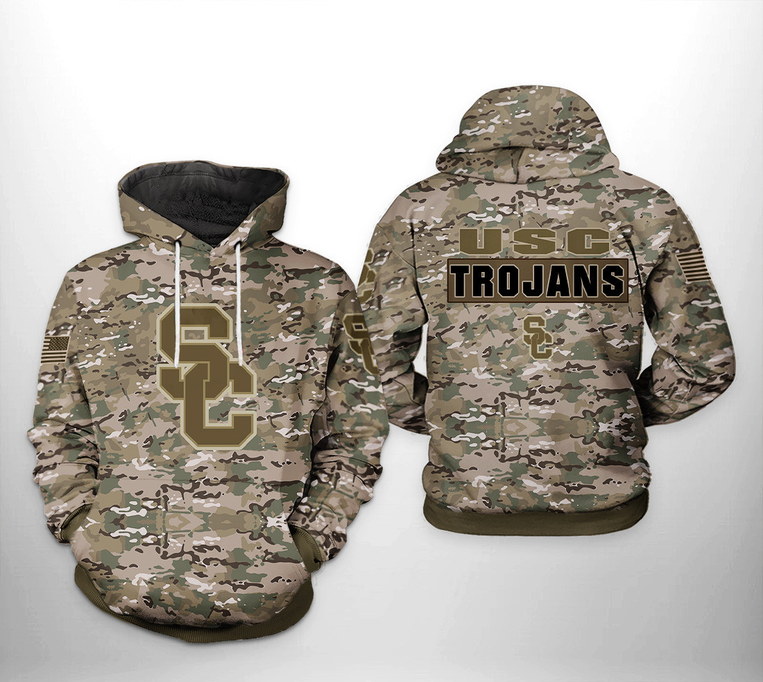 USC Trojans NCAA Camo Veteran Hoodie  Zip Hoodie Gift For Sport Music Fans